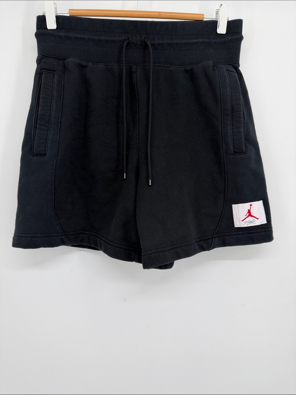 Jordan Flight Fleece Shorts Black Drawstring Sweat Shorts Size M